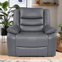 Sorreno Bonded Leather Recliner 1 Seater Sofa In Dark Grey