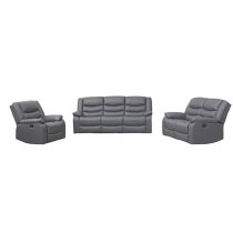 Sorreno 3+2+1 Bonded Leather Recliner Sofa Set In Dark Grey