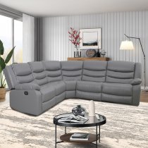 Sorreno Bonded Leather Recliner Corner Sofa In Dark Grey