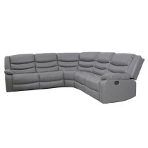 Sorreno Bonded Leather Recliner Corner Sofa In Dark Grey