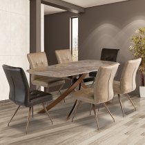 Fiora Sintered Stone Dining Table Rectangular In Brown