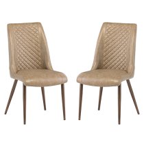 Aalya Taupe Faux Leather Dining Chairs In Pair