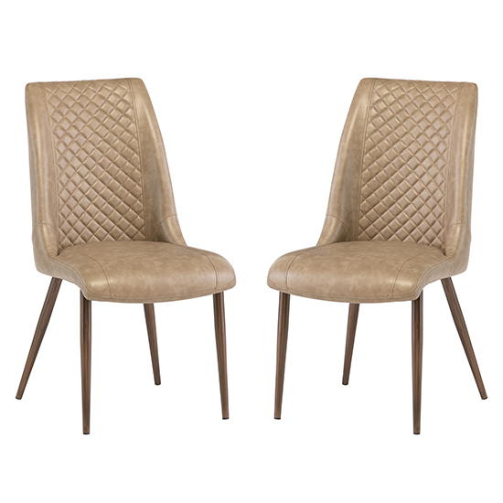 Aalya Taupe Faux Leather Dining Chairs In Pair