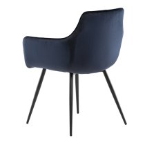 Finlay Velvet Fabric Dining Armchair In Deep Blue