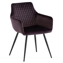 Finlay Velvet Fabric Dining Armchair In Aubergine