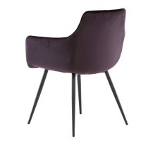 Finlay Velvet Fabric Dining Armchair In Aubergine