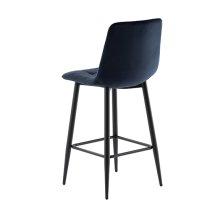 Belva Deep Blue Velvet Fabric Counter Bar Stools In Pair