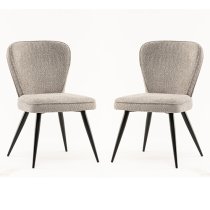 Finn Grey Boucle Fabric Dining Chairs In Pair