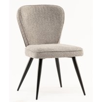 Finn Grey Boucle Fabric Dining Chairs In Pair