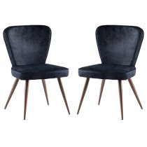 Finn Black Velvet Fabric Dining Chairs In Pair