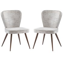 Finn Pearl Velvet Fabric Dining Chairs In Pair