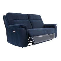 Hailey Fabric Electric Recliner 3 Seater Sofa In Blue