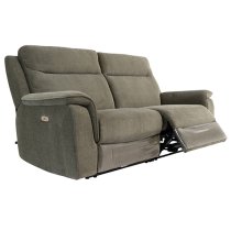 Hailey Fabric Electric Recliner 3 Seater Sofa In Moss Green