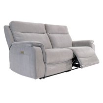 Hailey Fabric Electric Recliner 3 Seater Sofa In Silver Grey