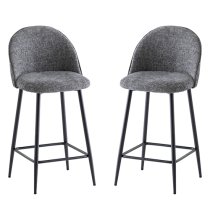 Rayya Graphite Fabric Counter Bar Stools In Pair