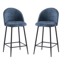 Rayya Blue Fabric Counter Bar Stools In Pair