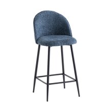 Rayya Blue Fabric Counter Bar Stools In Pair