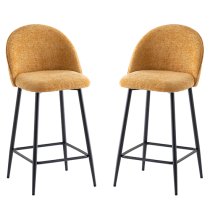 Rayya Yellow Fabric Counter Bar Stools In Pair