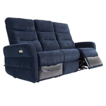 Mila Fabric Electric Recliner 3 Seater Sofa In Navy Blue