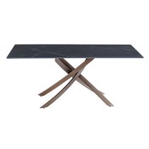 Reyna Sintered Stone Dining Table Rectangular In Mooney Black