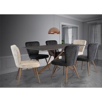 Reyna Sintered Stone Dining Table Rectangular In Mooney Black