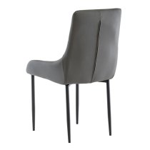 Rissa Faux Leather Dining Chair In Dark Grey With Black Legs