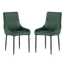 Rissa Green Faux Leather Dining Chairs With Black Legs In Pair