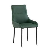 Rissa Green Faux Leather Dining Chairs With Black Legs In Pair