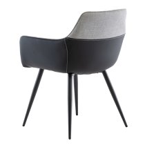 Stella Fabric Dining Armchair In Silver Grey With Black Legs