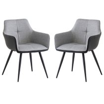 Stella Silver Grey Fabric Dining Armchairs In Pair