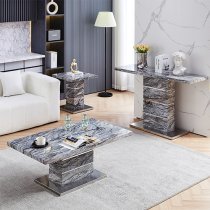 Parini High Gloss Console Table In Melange Marble Effect