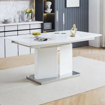 Belmonte High Gloss Extending Dining Table Large In White