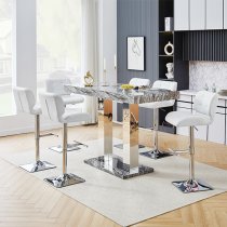 Caprice Melange Effect Bar Table Large 6 Candid White Stools