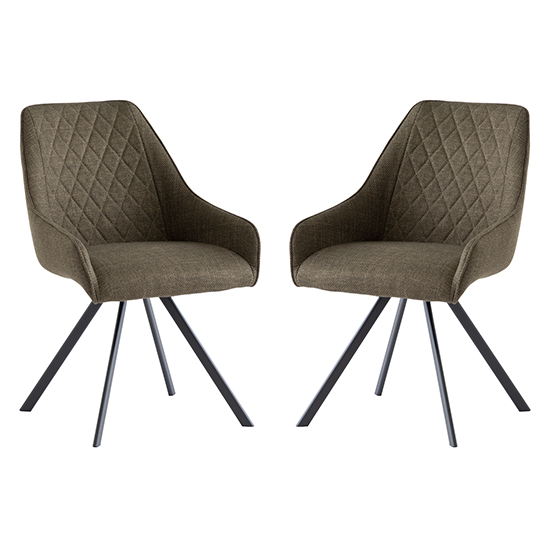 Valko Olive Fabric Dining Chairs Swivel In Pair