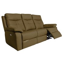 Santino Leather Electric Recliner 3 Seater Sofa In Brown