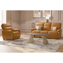 Neci Leather Fixed Armchair In Tan