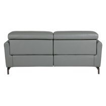 Nellie Leather Fixed 3 Seater Sofa In Steel