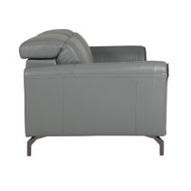 Nellie Leather Fixed 3 Seater Sofa In Steel