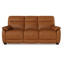 Neci Leather Fixed 3 Seater Sofa In Tan