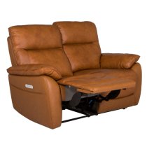 Neci Leather Electric Recliner 2 Seater Sofa In Tan