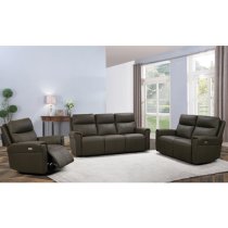 Raivis Leather Electric Recliner 2 Seater Sofa In Ash