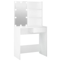 Baina Wooden Dressing Table In White With LED Lights