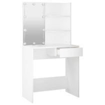 Baina Wooden Dressing Table In White With LED Lights