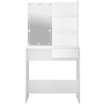 Baina Wooden Dressing Table In White With LED Lights