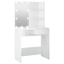 Baina High Gloss Dressing Table In White With LED Lights