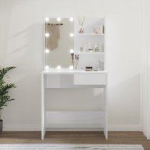 Baina High Gloss Dressing Table In White With LED Lights