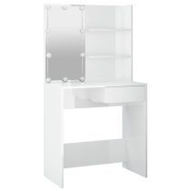 Baina High Gloss Dressing Table In White With LED Lights