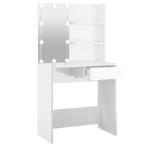 Baina High Gloss Dressing Table In White With LED Lights