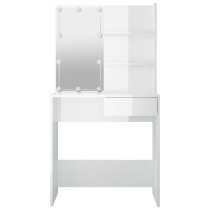 Baina High Gloss Dressing Table In White With LED Lights