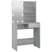 Baina Wooden Dressing Table In Grey Sonoma Oak With LED Lights